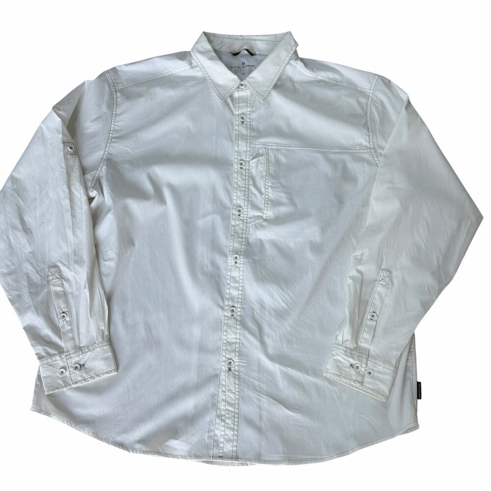 Royal Robbins Men's XXL White Long Sleeve Performance Fishing Hiking Shirt